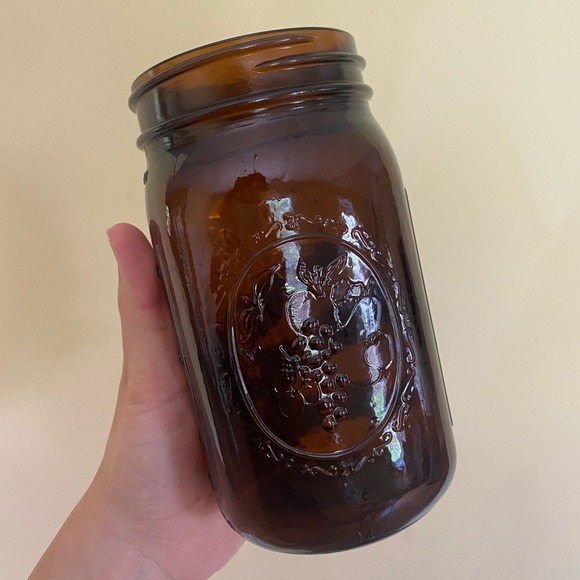 Amber Mason Jar Ball Original Canning Wide Mouth Food Pantry Storage Made In USA - Picture 4 of 5